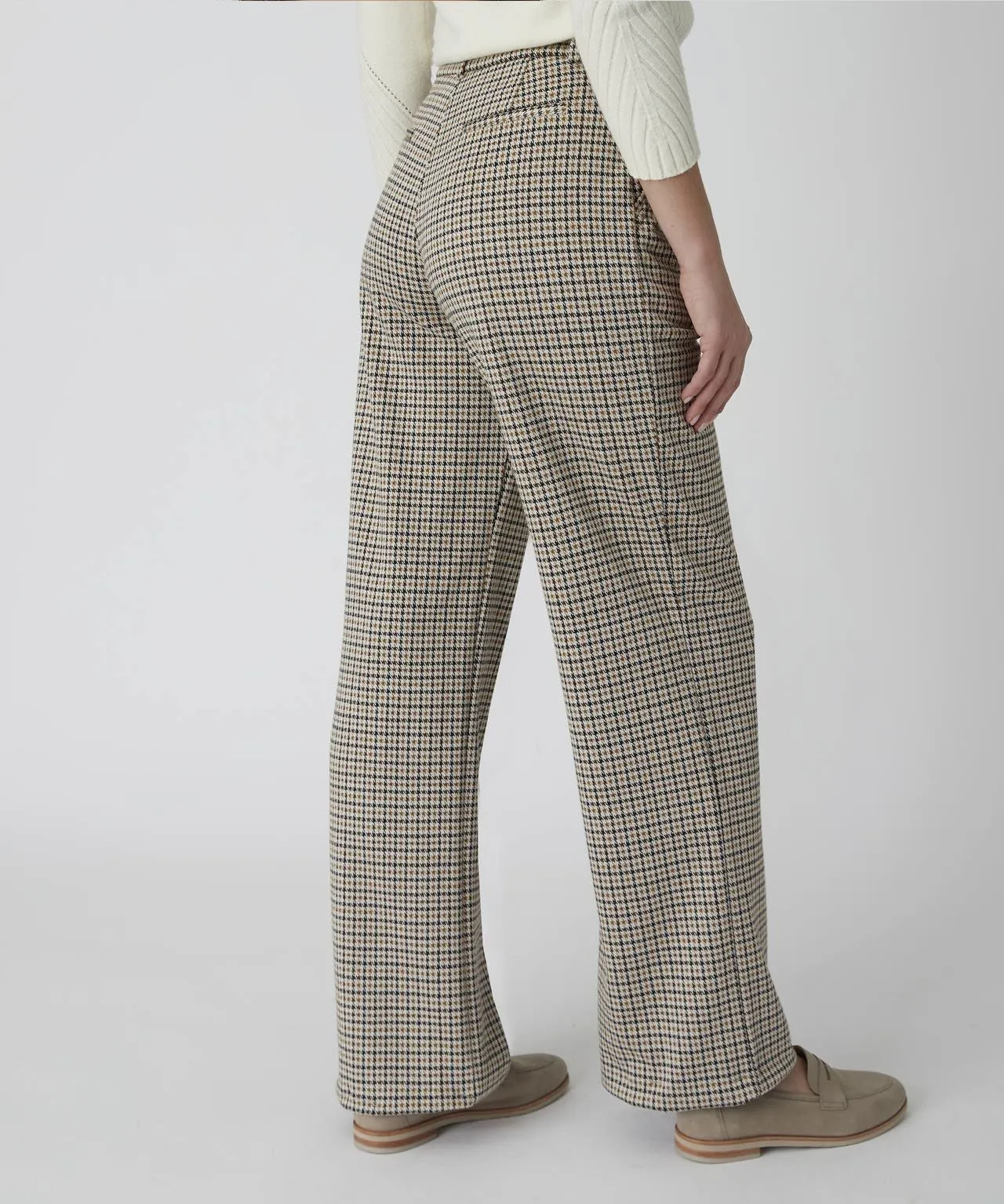 Check Wide-leg Stretch Trousers