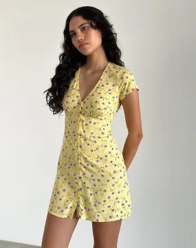 Wild Flower Lemon Drop Omoni Mini Dress