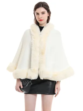 Winter Bridal Faux Fur Cape Shawl for Wedding Outerwear