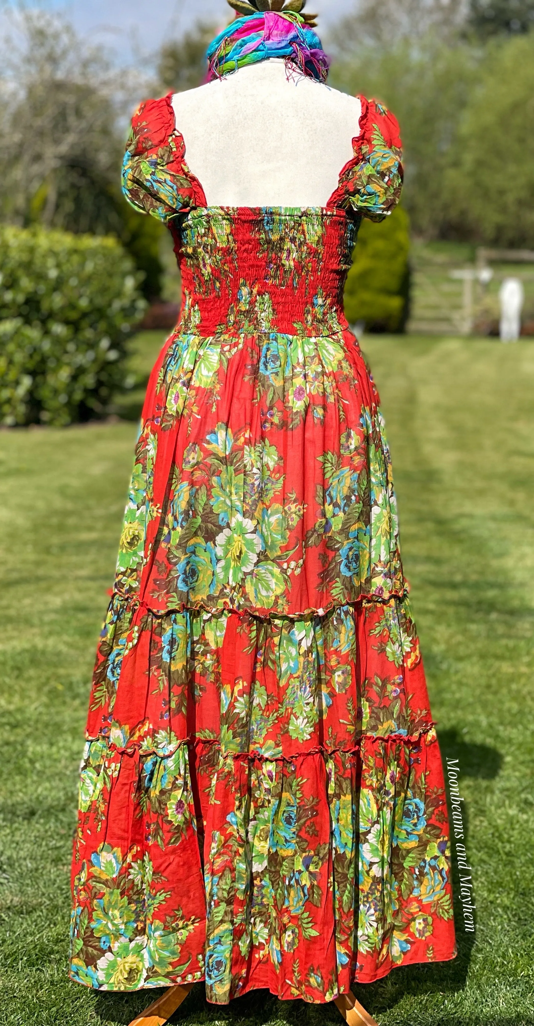 Red Summer Meadow Maxi Dress in UK Sizes 10-16