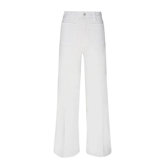 Woman Chalk Jeans with Patch Pocket and Rolled Cuffs