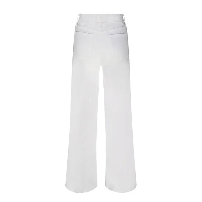 Woman Chalk Jeans with Patch Pocket and Rolled Cuffs