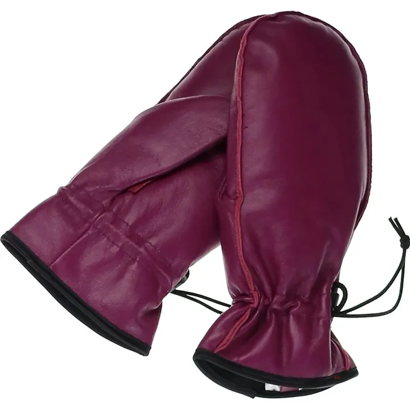 Premium Leather Women's Mittens with Glove Fingers Inside