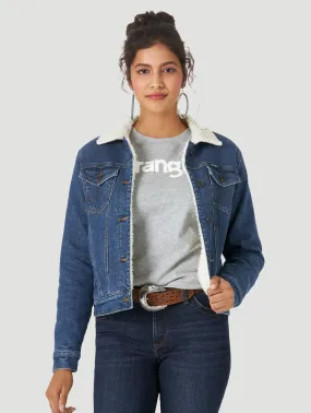 Wrangler Retro Women's Sherpa Lined Western Denim Jacket - Denim