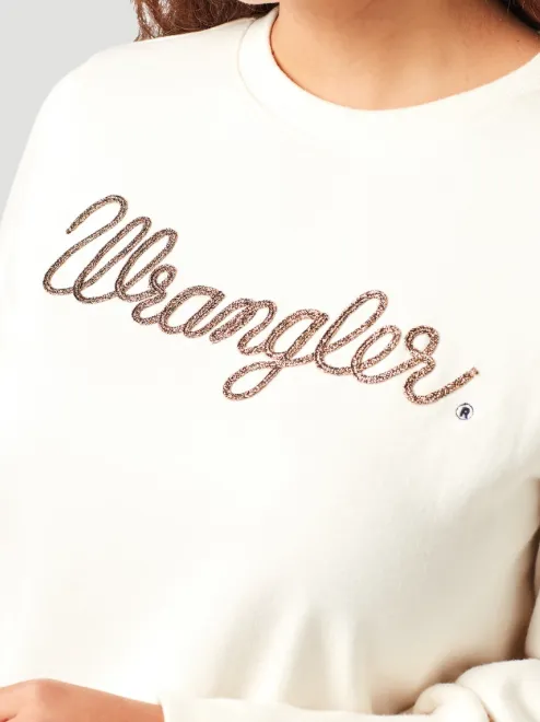 Wrangler Women's Retro Metallic Rope Logo Pullover in Sugar