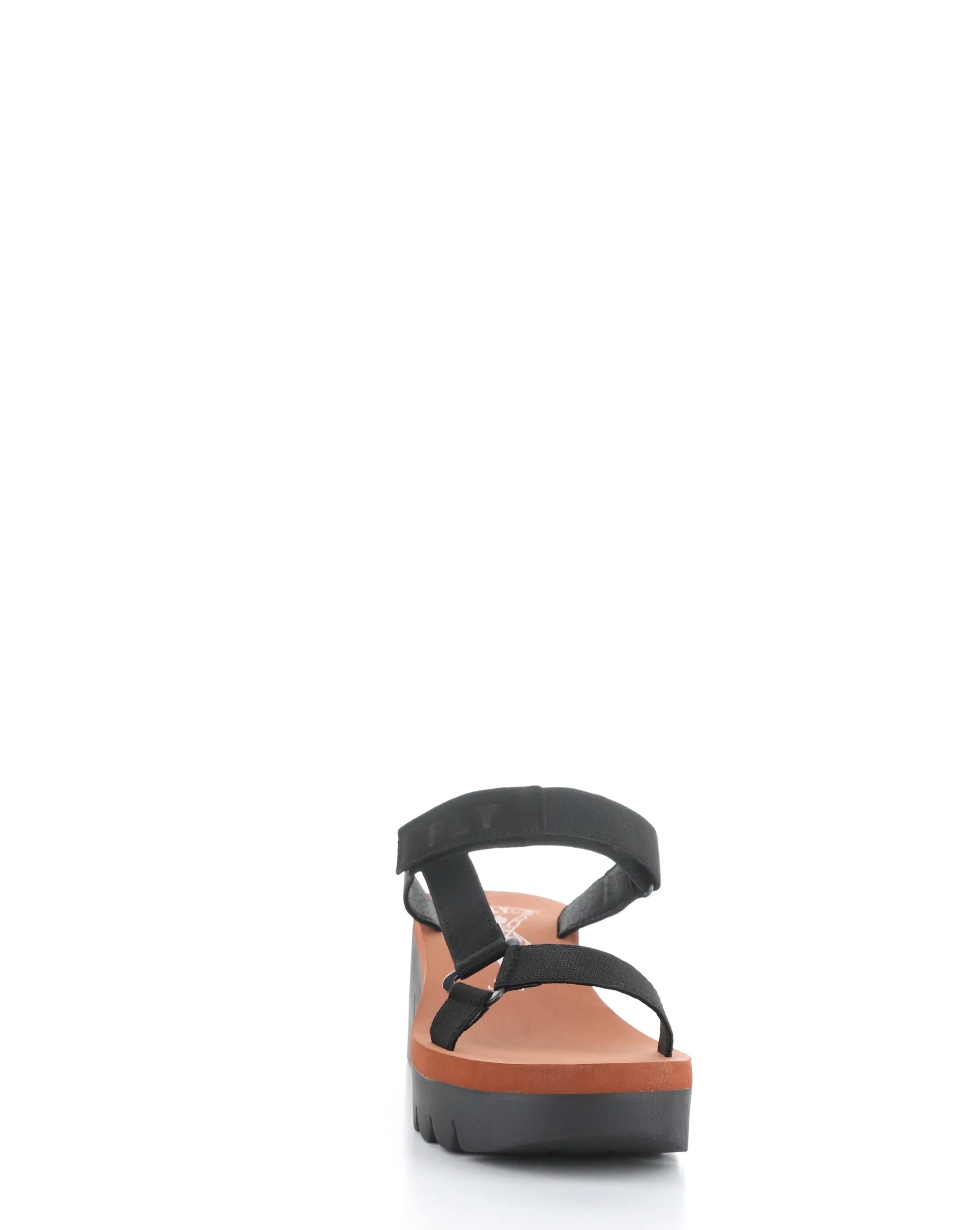 YAKA037FLY 000 BLACK Round Toe Sandals => Black Round Toe Sandals YAKA037FLY 000