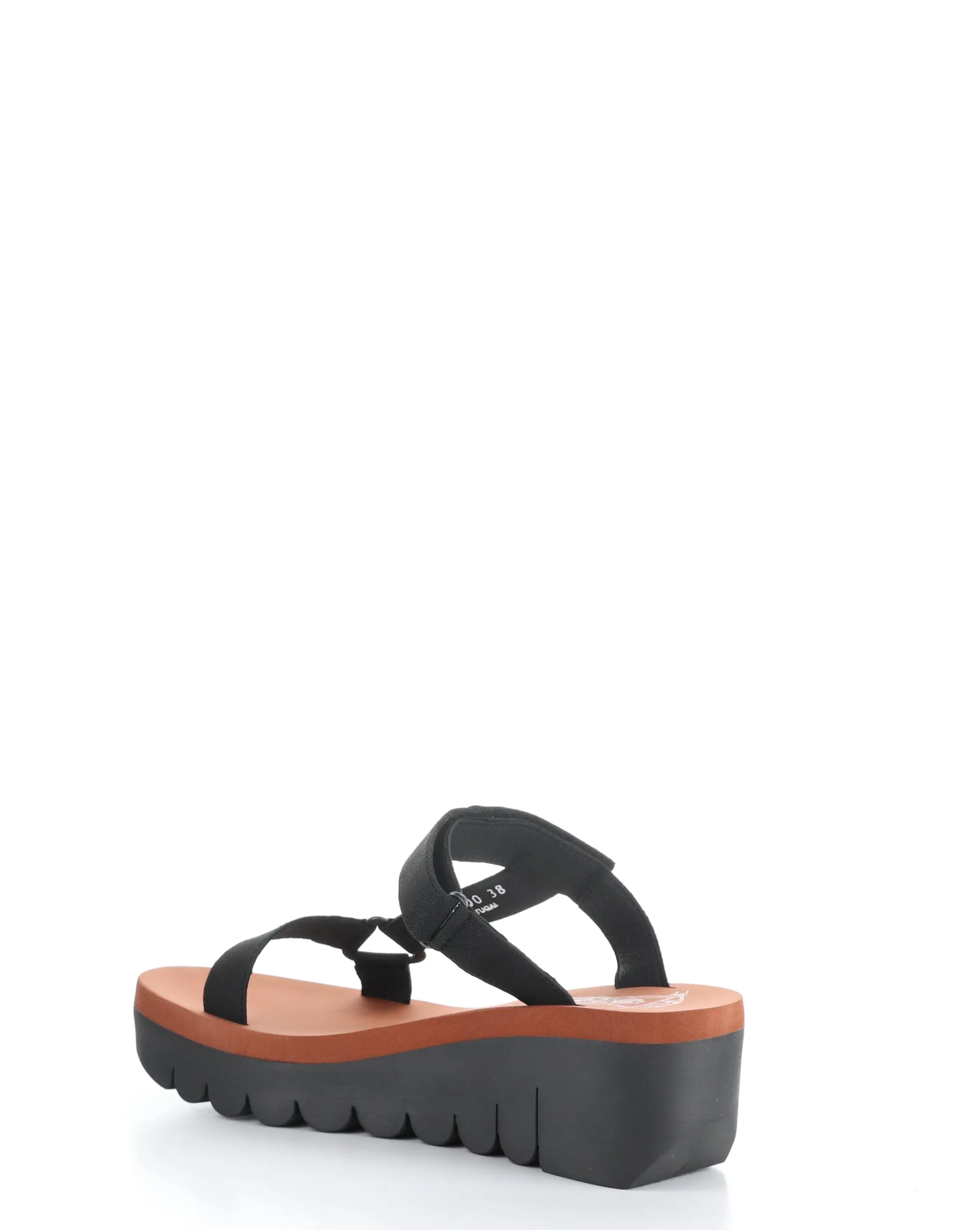 YAKA037FLY 000 BLACK Round Toe Sandals => Black Round Toe Sandals YAKA037FLY 000