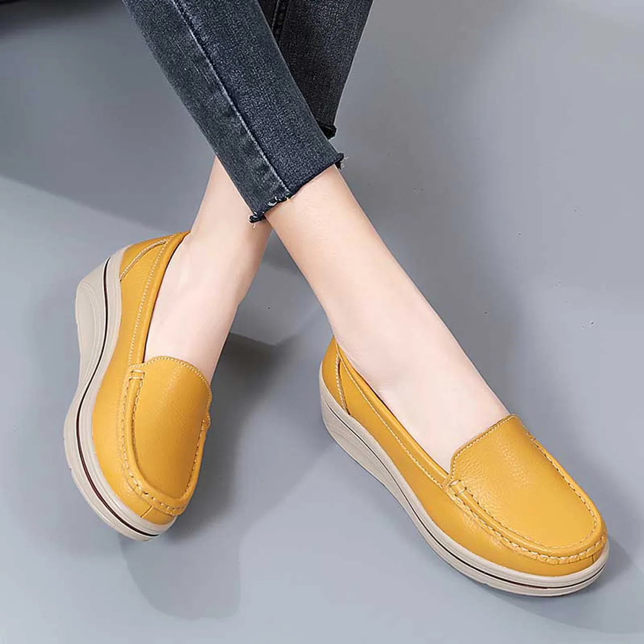 Yellow Slip-On Rocker Bottom Sneaker