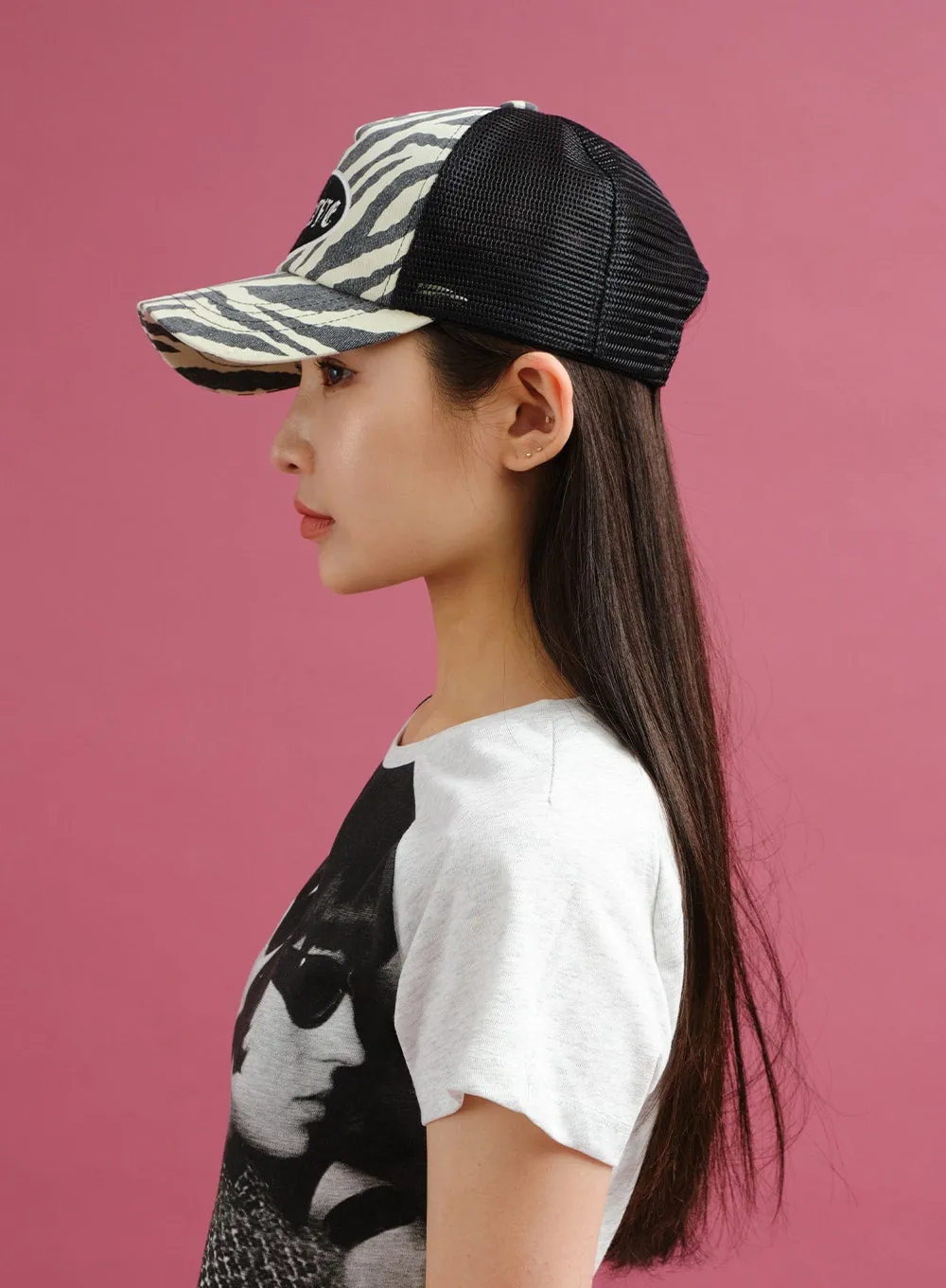 Zebra Pattern Mesh Baseball Hat CY24